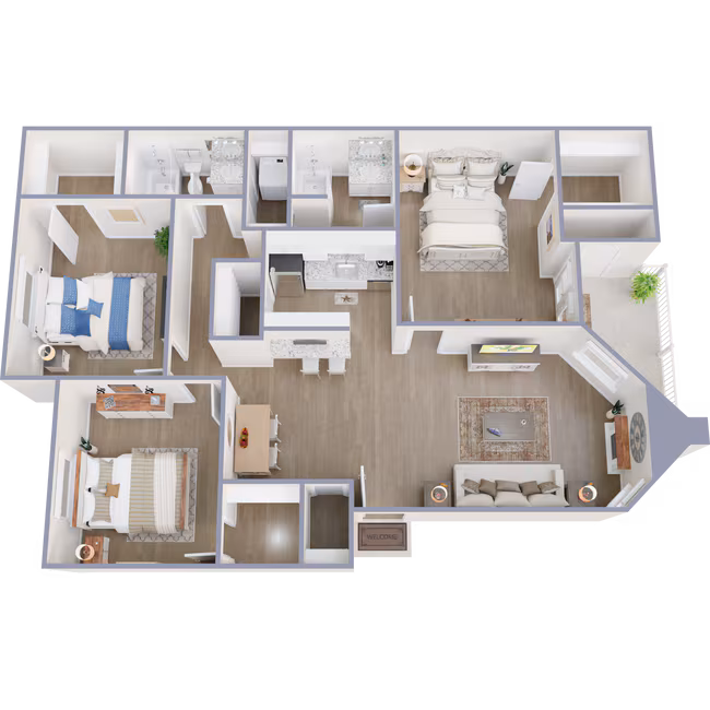 3 Bedroom 2 Bathroom 1904 floor plan